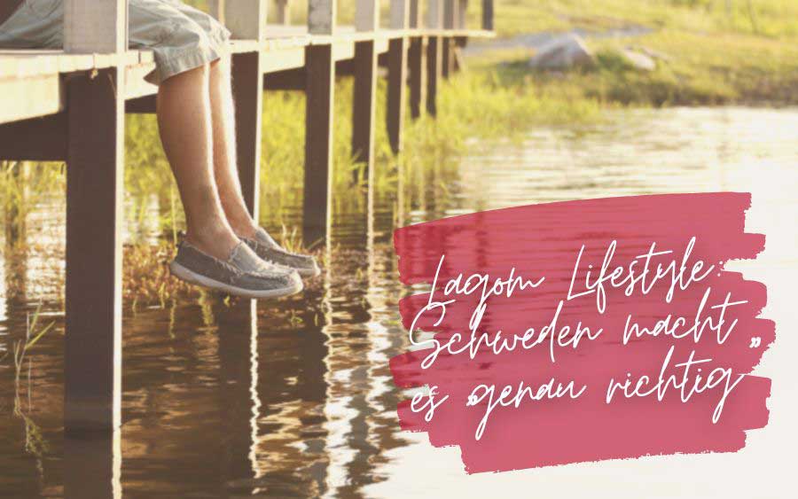 Lagom Lifestyle - Sweden does it "just right". A woman enjoys a moment of rest on a jetty,